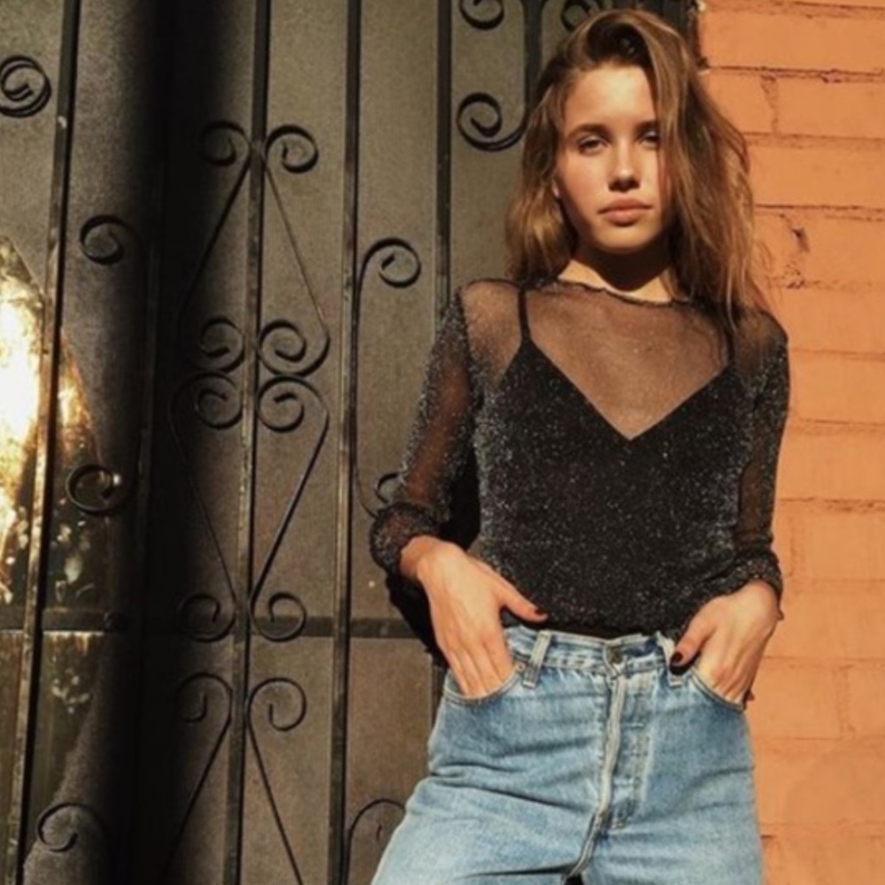 Brandy Melville Rene black glitter top